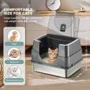 Stainless Steel Litter Box with Lid,Side Entry Litter Box,Covered Enclosed Cat Litter Box,Metal Litter Boxs,Odorless Non-Stick with High Sided Enclosure&Scoop for Kitty to Medium Cats(Grey)