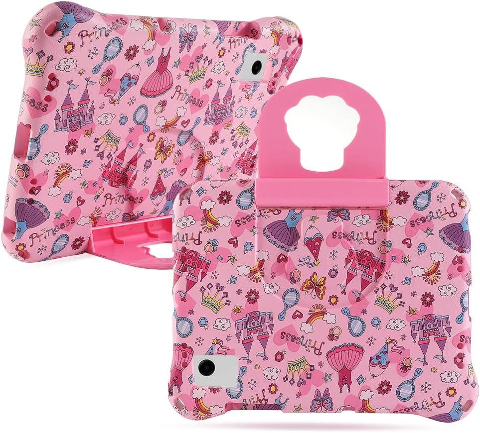 Princess Samsung Tab A9 Tablet Case for Kids Girls Light EVA Kids Friendly Samsung Tab A9 8.7 inch Case with Handle Kickstand Kids Pro Shockproof Full Cover for Girl Gift (GZ) (Pink)