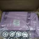 Expandable Rolling Travel Bag with Detachable Wheels, Purple, Approximate bag-body heights are 11.8, 18.5 and 24.8 inches, excluding handles and wheels. The base is 15.7 inches wide and 8.7 inches deep