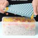 Mini Ice Cube Trays for Freezer - 0.6 IN Tiny Round Pebble Nugget Ice Mold Trays with Lid and Bin, Crushed Ice Trays Makes 104x4 pcs Ice balls - Easy Release Ice Maker for Cocktails, Drinks, Whisky