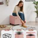 ABHENG 17.7 inches Velvet turfed Ottomans Cube with Legs, Metal-Framed Square Storage Ottoman Foot Rest Stool Holds 770 LB for Dorm Living Room Bedroom Pink UASND64P