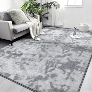 FlyDOIT Large Area Rugs for Living Room Bedroom, 6x9 Ft Tie-Dyed Dark Grey Ultra Soft Comfy Thickened Memory-Foam Indoor Carpets, Cozy Modern Floor Rug for Boys Girls Playroom Dorm Nursery Home Dcor FlyDOIT Large Area Rugs for Living Room Bedroom, 6x9 Ft Tie-Dyed Dark Grey Ultra Soft Comfy Thickened Memory-Foam Indoor Carpets, Cozy Modern Floor Rug for Boys Girls Playroom Dorm Nursery Home Dcor