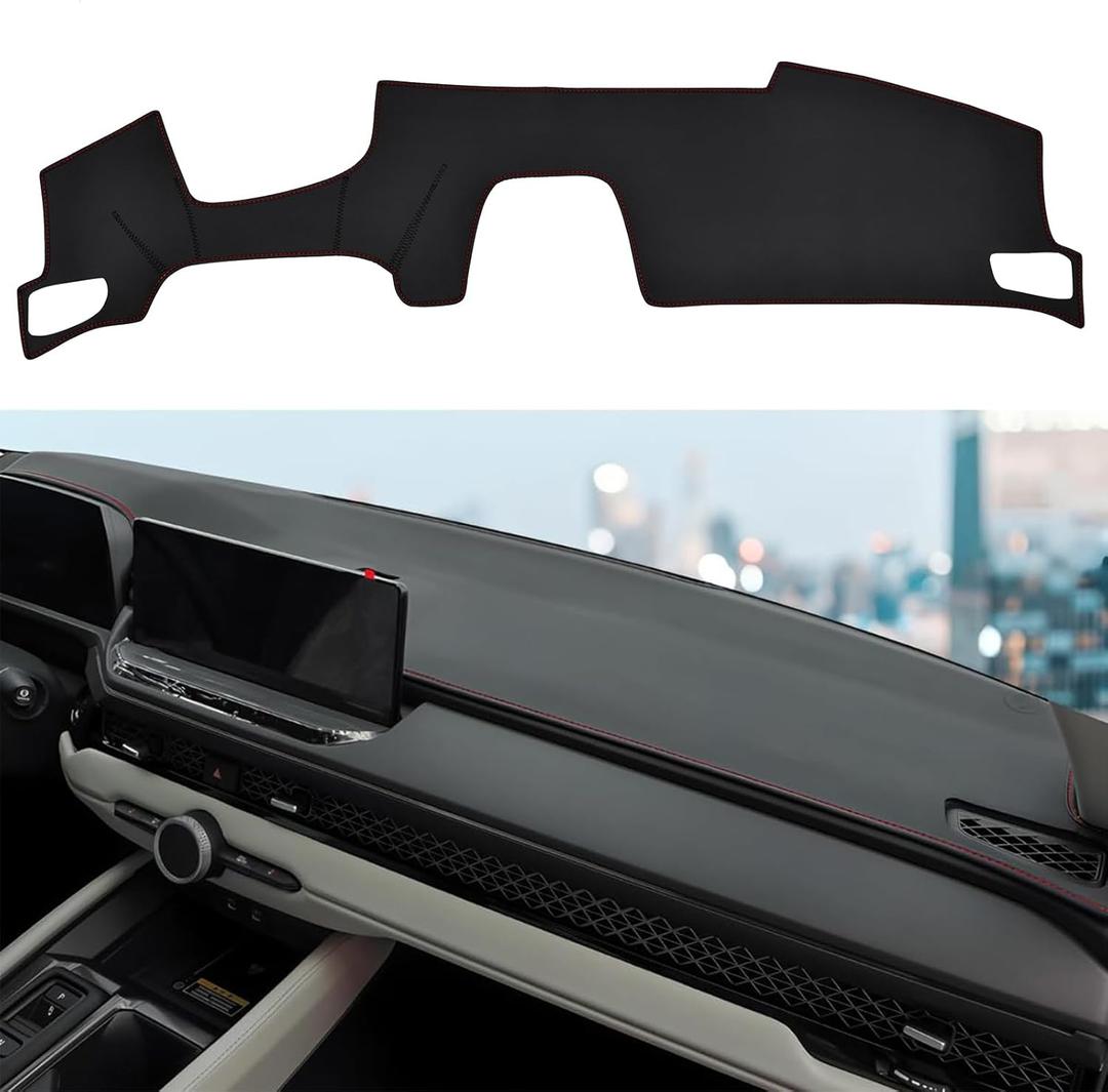 Fit for Honda Accord 2023 2024 2025 2026 Dashboard Black Center Console Cover Dashboard Pad Protector Sunshade Upgraded Edge Microfiber Leather Pad (with HUD, Red Stitching)