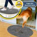 Muddy Mat® Shown on TV – Super Absorbent Microfiber Dog Door Mat for Muddy Paws, Non-Slip Washable Pet Rug, Quick Dry Chenille Entryway Carpet, Machine Washable Indoor Outdoor Mat, Grey Oval 6ft x 9ft