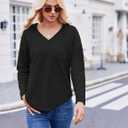 Womens Hoodies Long Sleeve Sweatshirts Pullover Top V Neck Drawstring Shirts With Pocket Loose Casual (Black, XL)