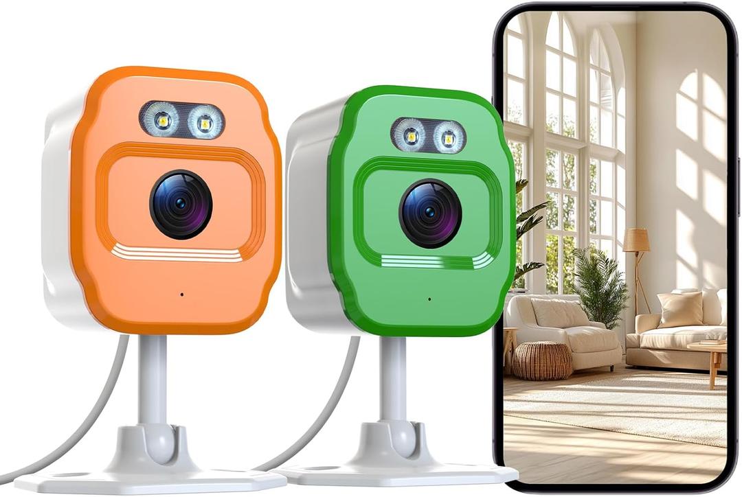 2Pcs 1080P WiFi Security Cameras, Baby Monitor Indoor Security Camera, Cat&Dog Camera with Motion Detection Indoor Camera, Full Color Night Vision,Two-Way Voice and Siren, Cloud Storage
