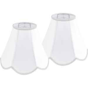 GO&SO 2pcs White Lamp Shade Scalloped Lamp Shade Medium,6"Top x 13"Bottom x 10.6"Vertical Height (Spider),Floor Lamp Shade Table Lampshade -Handmade Bell Lamps Shade -Petal Edge Braid -Easy Assembly