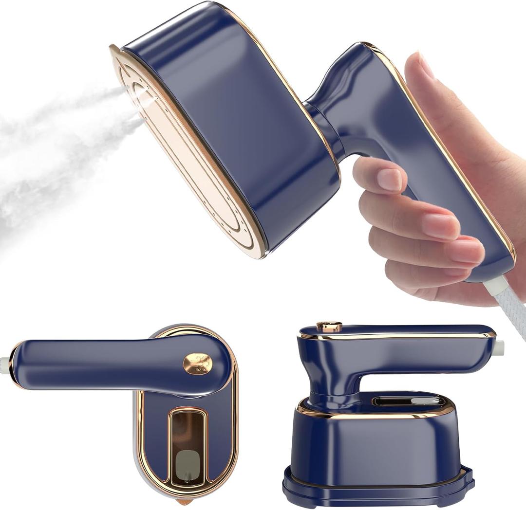 Travel Steamer Iron for Clothes Mini - Portable Ironing Machine Travel Small Size Portable Steam Travel College Dorm Home Essentials Steamer for Clothes (Blue) (6.1*3*4.2 in)