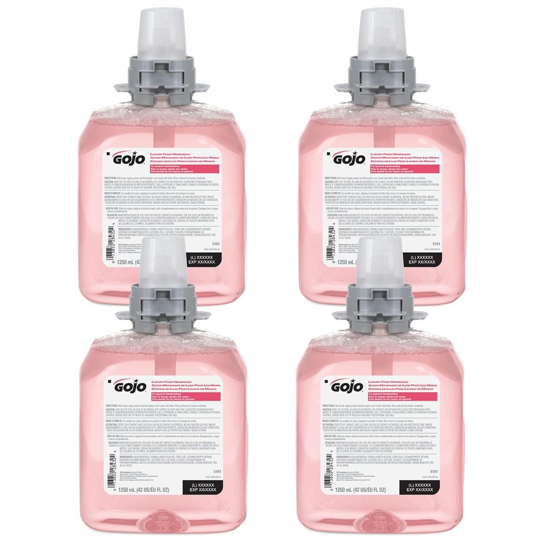 GOJO FMX-12 Luxury Foam Handwash, Cranberry Scent, EcoLogo Certified, 1250 mL Foam Soap Refill for GOJO FMX-12 Push-Style Dispenser (Pack of 4)  5161-04