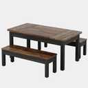 Tribesigns 55" Dining Table Set, 3 Pieces Wood Kitchen Table with 2 Benches