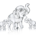 HDCRYSTALGIFTS Set of 3, Crystal Elephant Figurines Collectible Lucky Glass Animals Paperweight Ornament Home Decor Table Centerpiece Gift (3.5'' Mother and 2'' Two Babies)