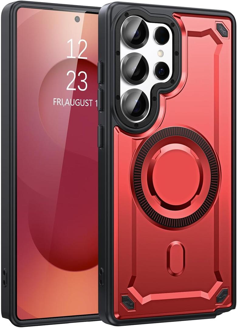 BENTOBEN for Samsung Galaxy S25 Ultra Case 2025,[Compatible with MagSafe] [Military-Grade Protection] Armor Series Magnetic Phone Case for Samsung S25 Ultra 6.9 Inch, Red
