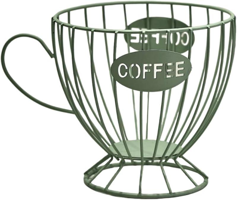 Coffee Pod Holder Large Capacity Coffee Pod Storage Metal Kitchen Countertop Organizer for Home Office Green