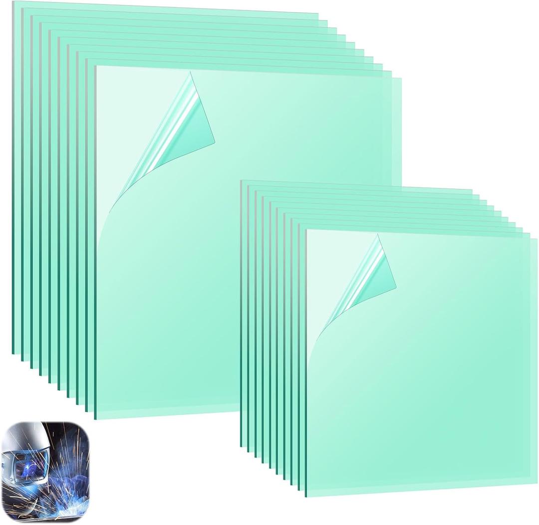 20Pcs 3350 Series Welding Helmet Cover Lens Fits for Lincoln Electric Viking, Inside Outside Helmet Hood Replacement Clear Cover Len 3.7" x 3.5" x .04", 4.5" x 5.25" x .04"