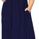 Nemidor Plus Size Maxi Dresses for Curvy Women Summer Casual Loose Short Sleeve Long Beach Dress with Pocket (Navy)