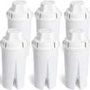 Amazon Basics Enhanced Replacement Water Filters for Pitchers, BPA-Free, WQA & NSF Certified, Compatible with Brita Pitchers & Drinking Water Filter Systems, 1 Year Supply, 6-Pack