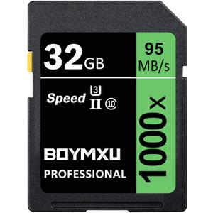 Professional 1000x Class 10 U3 Memory Card - 32GB, Compatible with Computers, Cameras & Camcorders, Up to 95MB/s Read Speed, Green/Black