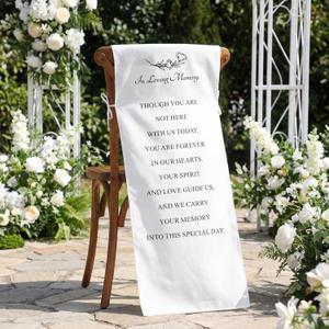 Reserved Wedding Chair Sign Banner Loving Memory Signs for Wedding with Love from Heaven Cotton Linen 15'' x 50'' Save a Seat for Someone in Heaven(White,Linen,Forever)