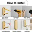 4PCS Folding Coat Hook, Heavy Duty Wall Hooks Made of Zinc Alloy, Foldable Gold Wall Hooks for Hanging Coats, Scarves, Hats, Bathrobes, Keys, Bags (Gold)