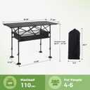 LET'S CAMP Folding Camping Table, Portable Aluminum Roll-up Picnic Backpacking Table with Adjustable Height, Large Storage and Carrying Bag for Picnic, Camping, BBQ, Party, Backyard, Beach, 46.46 x 21.65 x 37.8 inches