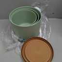 Plant Pots, 10/9/8 Inch 3 Pack Cylindrical Flower Pots with Drainage Holes and Saucers, Plastic Planters for Outdoor Indoor Plants,Green Brown