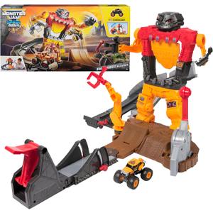 Monster Jam Smash & Bash SmashBot Playset with Launcher, Exclusive 1:64 Scale Monster Truck, 15-Inch Repairable Robot, Kids Toys for Boy and Girls Ages 3 and up