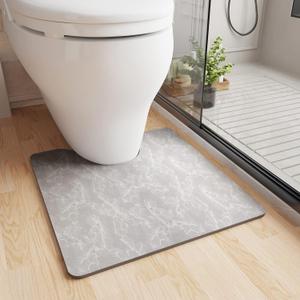 COCOER Toilet Rug U Shaped-Contour Bath Mat -Absorbent No Watermarks Dirt Resistant Rubber Backed Mats for Bathroom Non Slip-Light Grey 20x24 (20"x24" U)