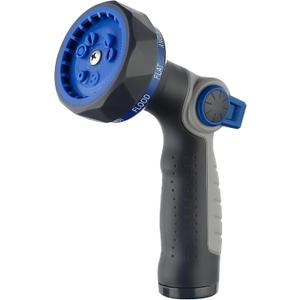 Garden Hose Nozzle heavy Duty - 9 Spray Patterns, High Pressure, Thumb Flow Control, On/Off Valve - Ideal for Lawn Watering, Car Wash & Pet Cleaning