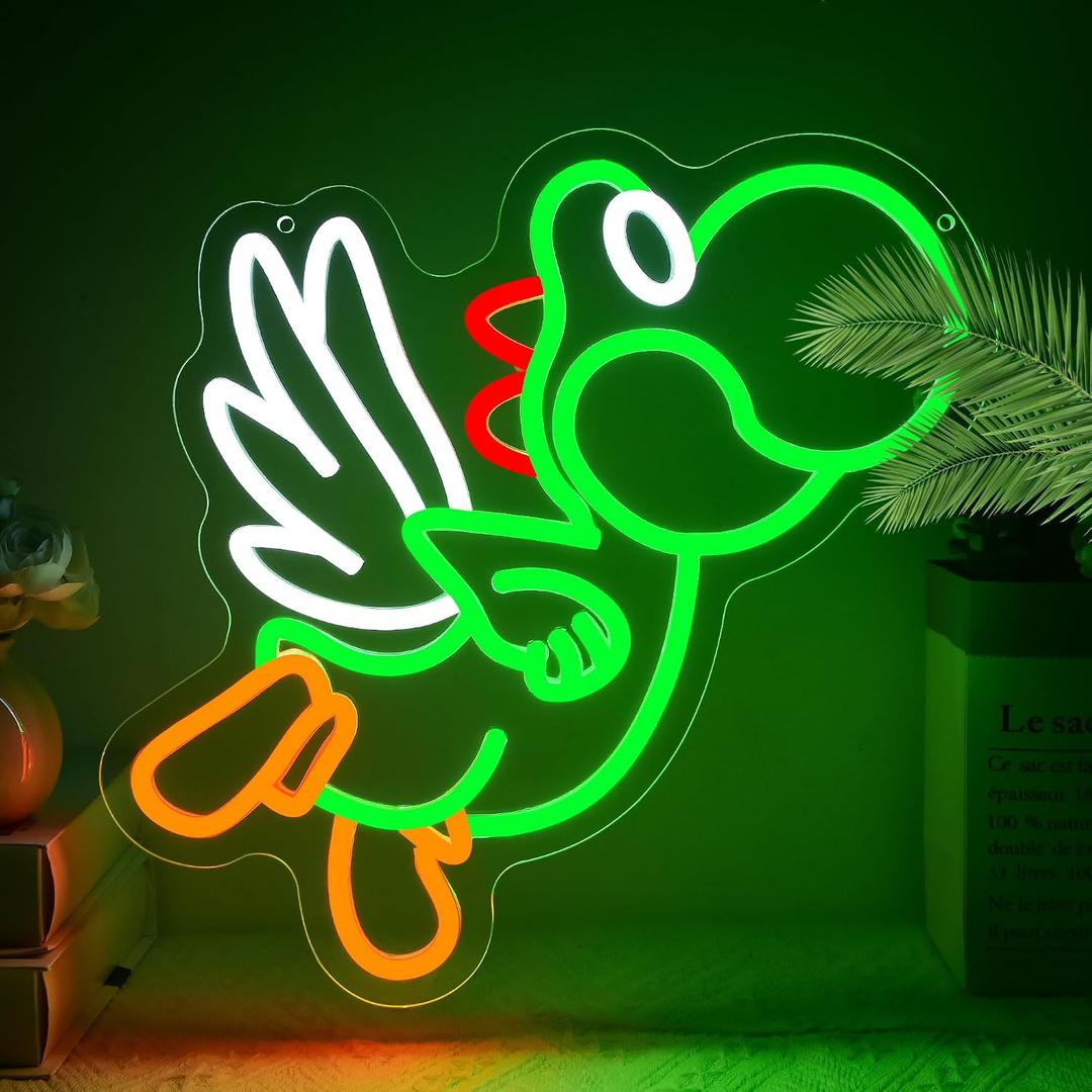 Anime Neon Sign for Wall Decor Dinosaurs LED Sign for Game Room Anime Neon Light for Game Room Boy Bedroom Living Room Bar Home Party Shop Decor Dimmable Birthday Gifts 13.7 * 12.7In (TWA032)