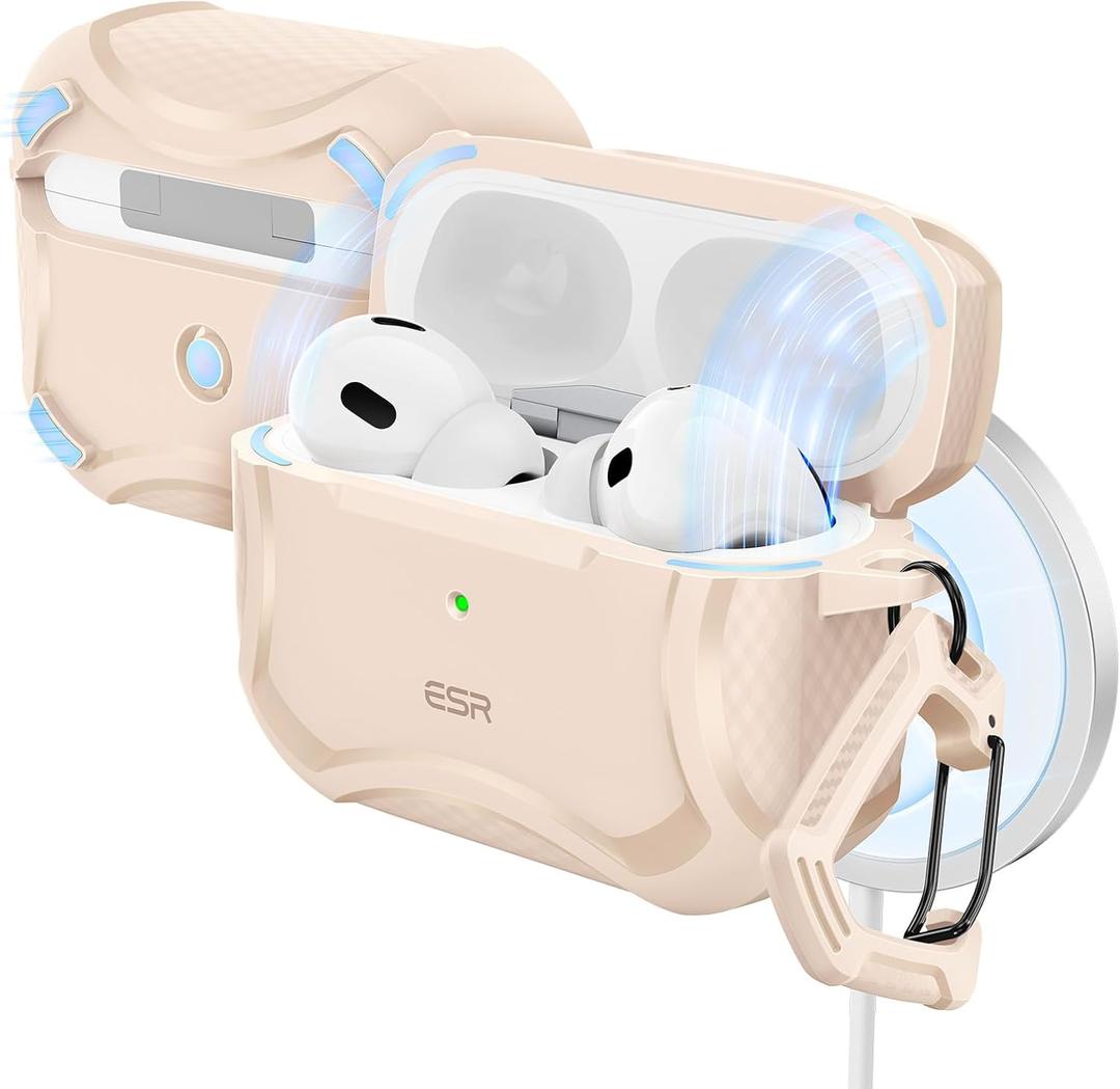 ESR for AirPods Pro 2nd Generation Case, Compatible with Airpods Pro Case 2nd/1st Gen (2023/2022/2019), Compatible with MagSafe, Powerful Drop Protection, Magnetic Lid, Desert Titanium