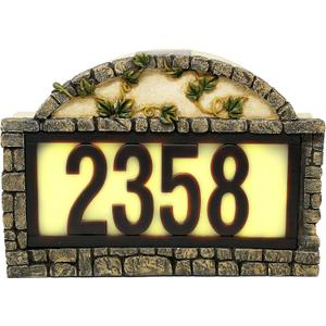 Nature's Mark Solar Power Lighted House Numbers Address Sign - LED Illuminated Outdoor Resin Light Up House Number Sign Decor for Home Yard Street (Ivy)