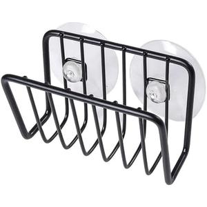Toplife Sponge Holder for Kitchen Sink, Rust-Proof Suction Cup Sponge Caddy - Black