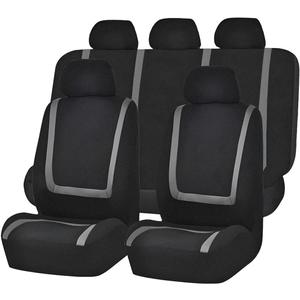 Zpana Car Seat Covers, Full Set Split Non-Slip Vehicle Front & Rear Seat Protector, Durable Comfortable Automotive Interior Chair Protective Cover, Universal for SUV Automobile Truck (Black/Gray)