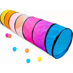 Kids Play Tunnel Tent for Toddlers, Colorful Pop Up Crawl Tunnel Toy for Baby or Pet, Collapsible Gift for Boy and Girl Play Tunnel Indoor and Outdoor Game Pink