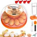 Incubators for Hatching Eggs, 12 Egg Incubator with Automatic Egg Turning and Temperature Control, Automatic Water Adding, LED Egg Candler, for Hatching Chickens, Duck, Quail, Goose Eggs (Orange)