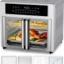 Kitchen EliteAir Fryer French Door Oven,26.4 Qt Easy Cleanup & Use Large Countertop Toaster Oven Combo,18 Presets & 1 Preheat & 1 Light,Multi-Layer Cooking,4 Accessories,Stainless Steel