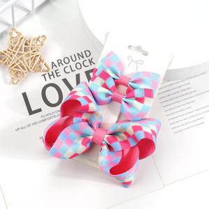 3PCS Hair Bows for Girls Hand-made Colorful Grosgrain Ribbon Hair Bows Alligator Clips Hair Accessories Barrettes for Little Teen Toddler Girls Kids (Rose Plaid)