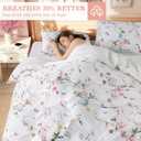 Shilucheng 100% Cotton Floral Duvet Cover King Size - 600 Thread Count, Breathable & Cooling Comforter Cover with Zipper ClosureHotel Bedding Duvet Covers 3 Piece (Jacaranda & Pink)