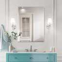 Mirrorons Beveled Mirror, Wall Mirror 24" x 32", Frameless Rectangle Bathroom Mirror with Beveled Edge, Hangs Horizontally or Vertically. Rounded Corner Tempered
