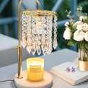 Candle Warmer Lamp with Timer Dimmable, Birthday Gifts for Women, Wax Melt Warmer for House Warming Gifts New Home Decor, Adjustable Height Crystal Candle Lamp for Jar Candles with 3 Bulbs, Gold