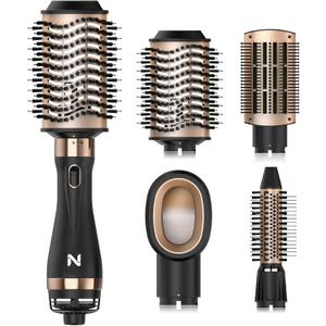 Hair Dryer Brush Blow Dryer Brush in One for Drying and Straightening, Volumizer Multi-Styler for All Hair Types, Frizz-Free Blowout Brush for Salon Quality (Black&gold)