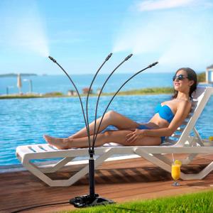 Rafow Standing Misters for Outside Patio Portable Misting System for Cooling Outdoor 26.5 Ft Stand Mist Line Water Sprinklers Patio Mister for Garden Backyard BBQ Party Pool Beach