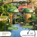 LONA Bird Feeders for Outdoors Hanging 3 Separate Compartments, 3 Feeding Ports, Weatherproof Dome & 3 Ways to Hang, Large Capacity for Cardinals/Finches (Green