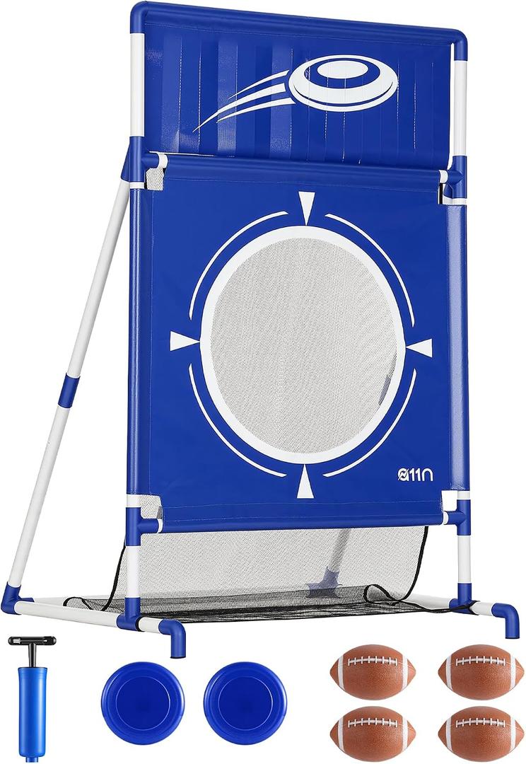 A11N SPORTS Poolside Target Game Set - 2-in-1 Outdoor Swimming Pool Toss Toy with Flying Discs & Foam Footballs, Backyard Water Party Games for Kids & Adults, Summer Fun Activities