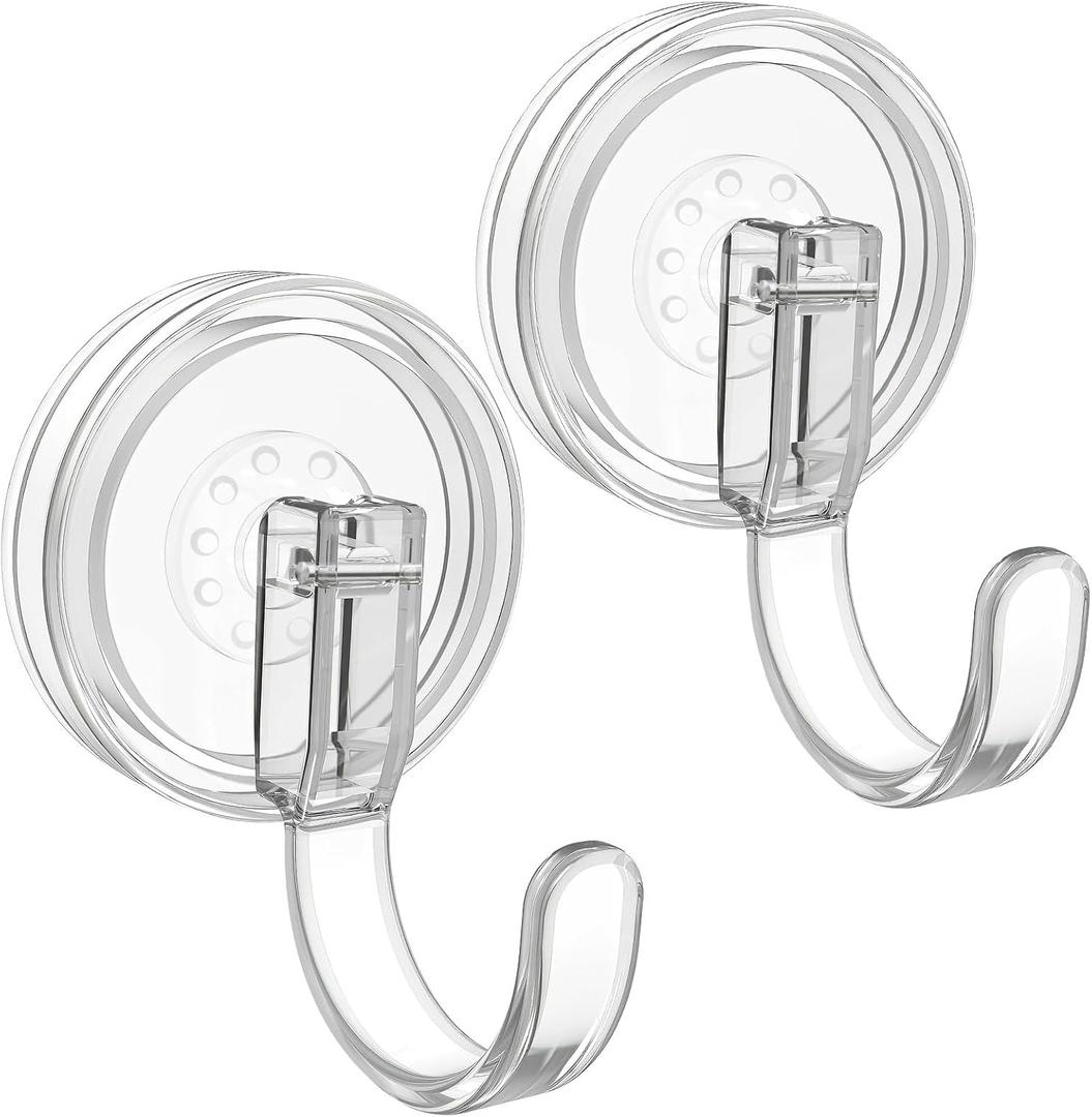 Clear Wreath Hanger, 22 LB Strong Suction Cup Wreath Hooks, Wreath Door Hanger Fall Halloween Christmas Decorations, Welcome Sign for Front Door Indoor Outdoor, Removable Holder Window Glass, 2 Pack