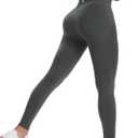 Women's Butt Lifting Leggings Hidden Scrunch Butt Lifting Leggings Seamless High Waisted Workout Yoga Pants (Black, L)