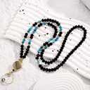 Lanyards for ID Badges for Women Cute,Teacher Lanyard for Women Retractable Natural Crystal Beaded Lanyards for Keys (Apatite)