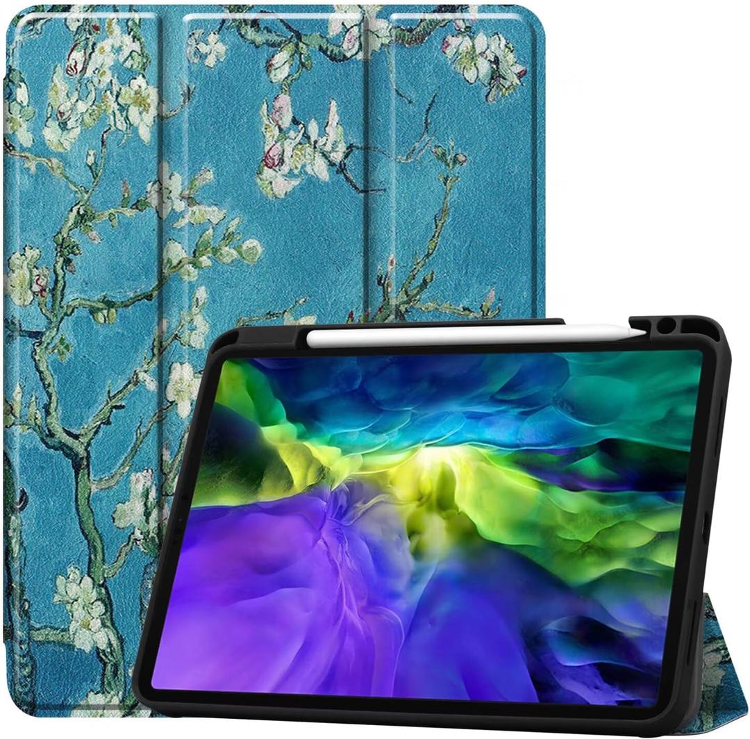 Tablet Cover for Apple iPad Pro 11 1st 2nd 3rd 4th(2018 2020 2021 2022 Release),Folio Stand Lightweight Sleep/Wake Up Leather Case for Apple iPad Pro 11 Gen 1 2 3 4 11" (TPU-Apricot Flower)