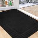 BEQHAUSE Door-Mat Non-Slip Front Doormat Low-Profile Entrance Mats for Front Door Entry Resist Dirt Washable Doormat Absorbent Entryway Door Mat,Black,32"x48"