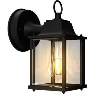 Outdoor Wall Light Fixtures Waterproof Porch Lights Anti-Rust Matte Black Outdoor Wall Lantern for Patio Front Door Garage (1 Pack)